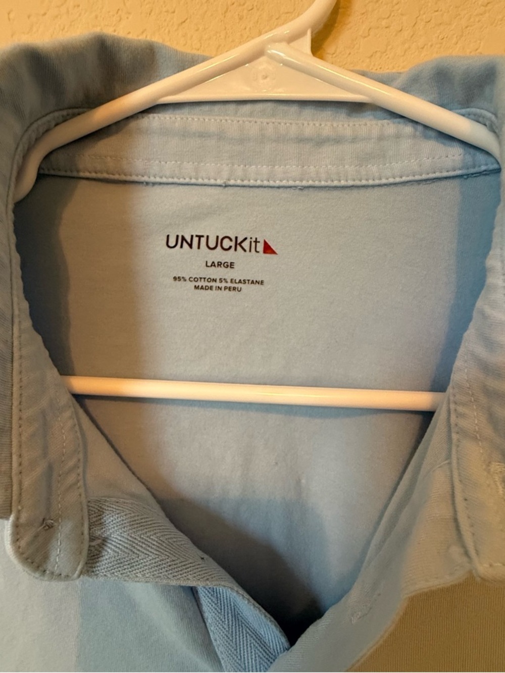 UNTUCKit Mays Polo Shirt Mens Large Blue Long Sleeve Cotton Stretch Casual - Picture 4 of 5